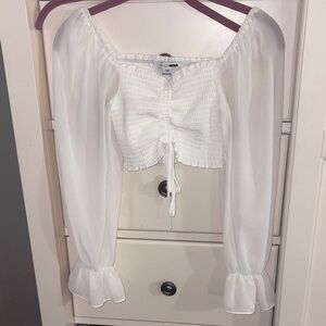 Fashion Nova White Smocked Blouse